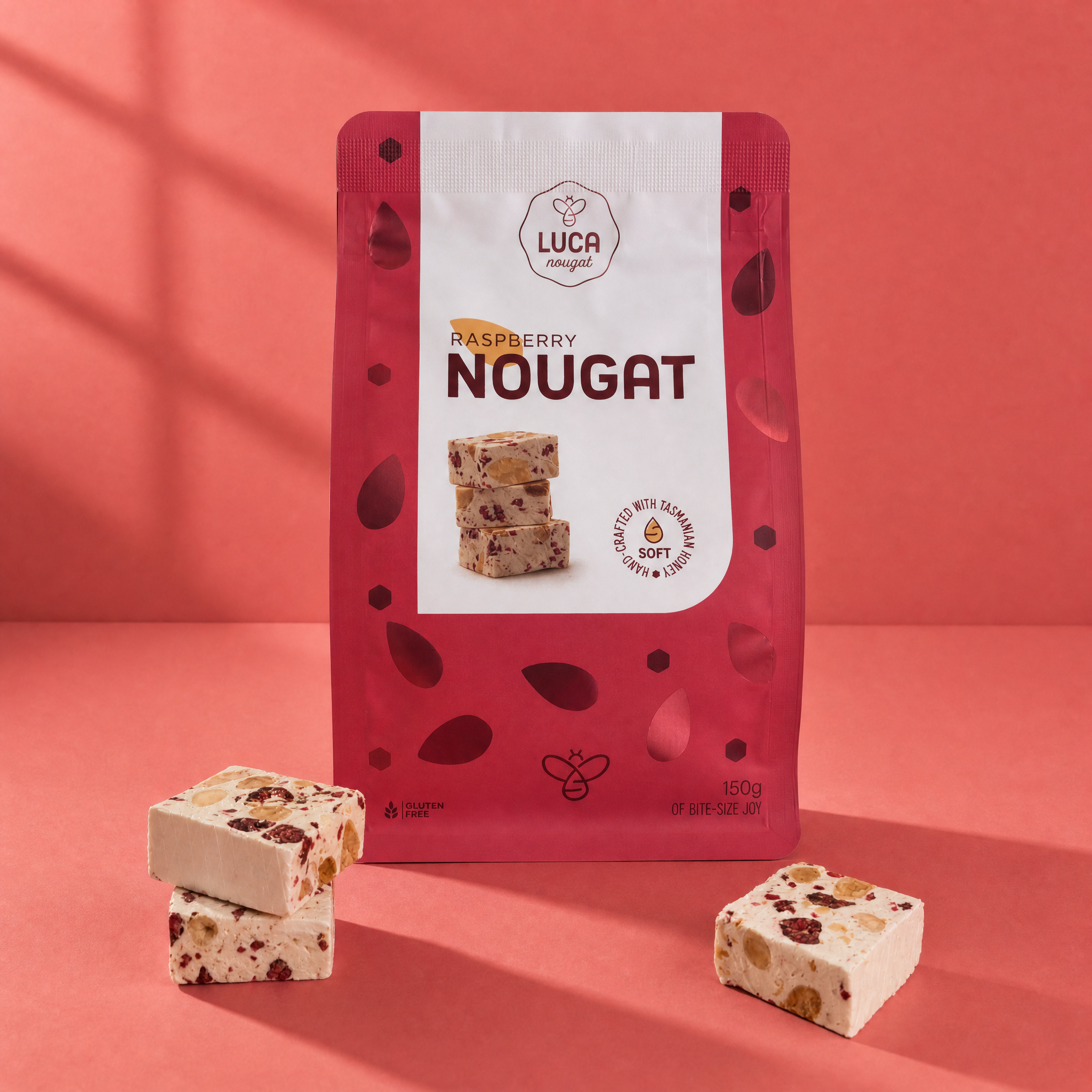 Raspberry Nougat Bites